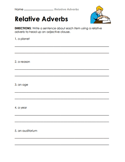Adverb Sentence Creator Worksheet