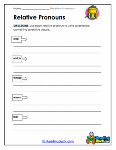 Relative Pronouns Worksheets: Who, Which & That Grammar Practice