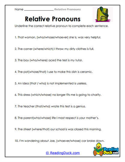 Correct Pronoun Choice Worksheet