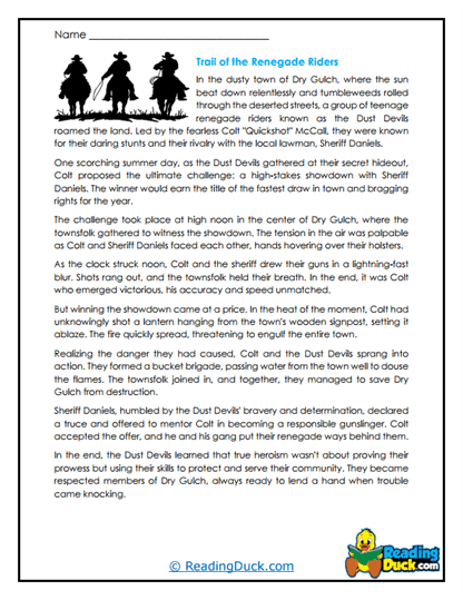 Renegade Riders Worksheet