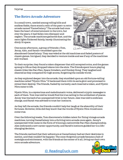 The Retro Arcade Adventure Worksheet