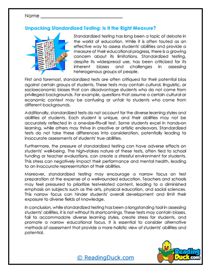 Test Tensions Worksheet