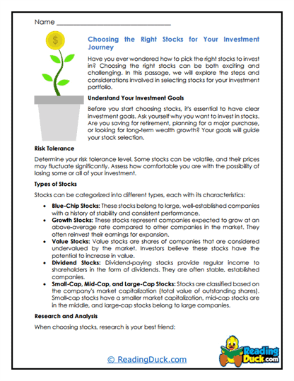 Stock Selector Worksheet