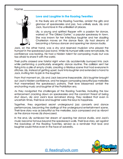 Roaring Romance Worksheet