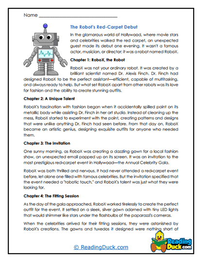 Red Carpet Robot Worksheet