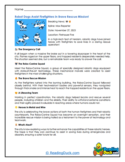 Robo-Dog Rescue Worksheet
