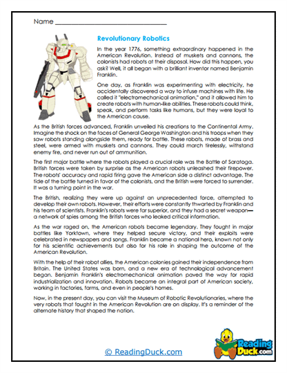 Robot Revolution Worksheet