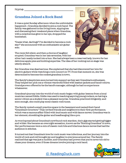 Rocking Grandma Worksheet