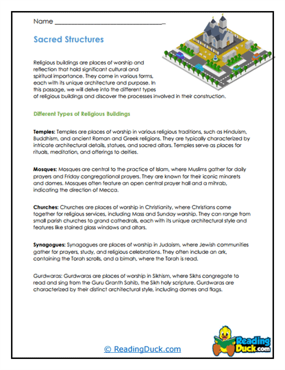 Worship Wonders Worksheet