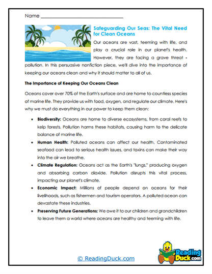 Ocean Guardians Worksheet
