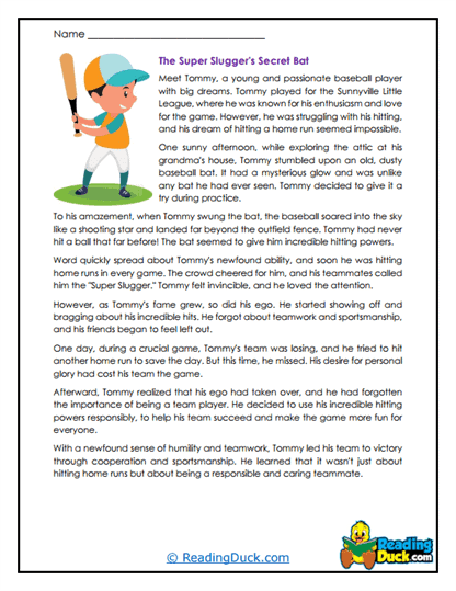 Super Slugger Worksheet
