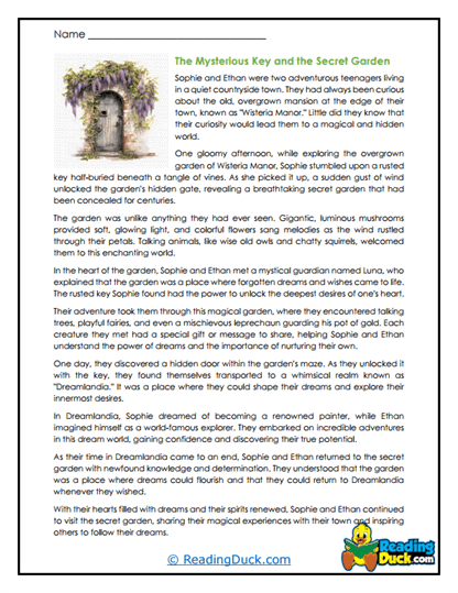 Secret Garden Quest Worksheet