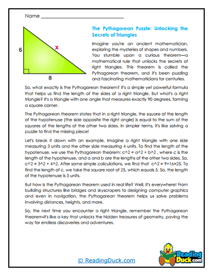 Pythagoras Puzzle Worksheet