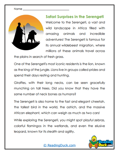 Serengeti Safari Worksheet