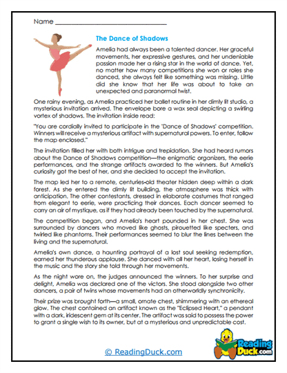 Shadows Dance Worksheet