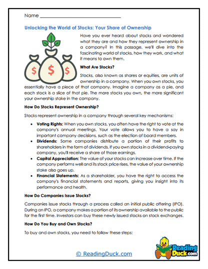 Stock Slice Worksheet