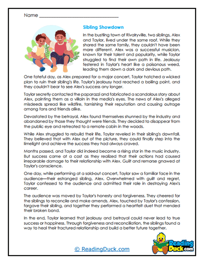 Sibling Showdown Worksheet