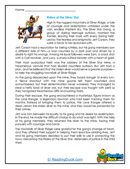 Silver Star Worksheet