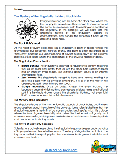 Singularity Secrets Worksheet