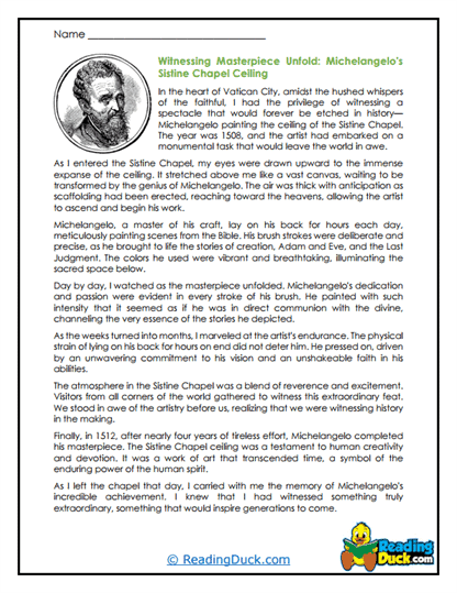 Michelangelo's Masterpiece Worksheet