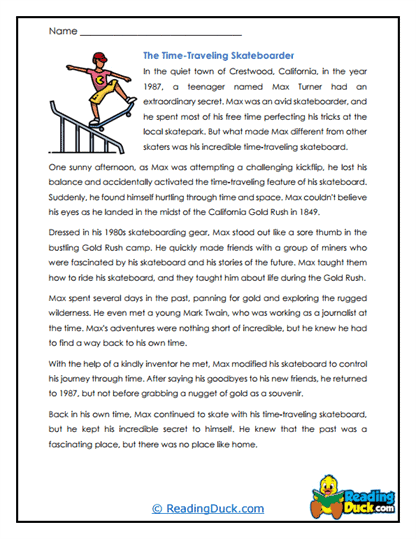 Skateboarding Through Time Worksheet