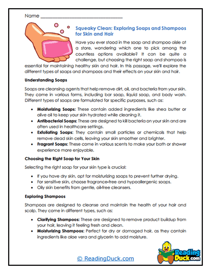 Squeaky Clean Worksheet