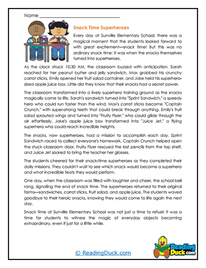 Snack Heroes Worksheet