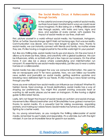 Social Media Ride Worksheet