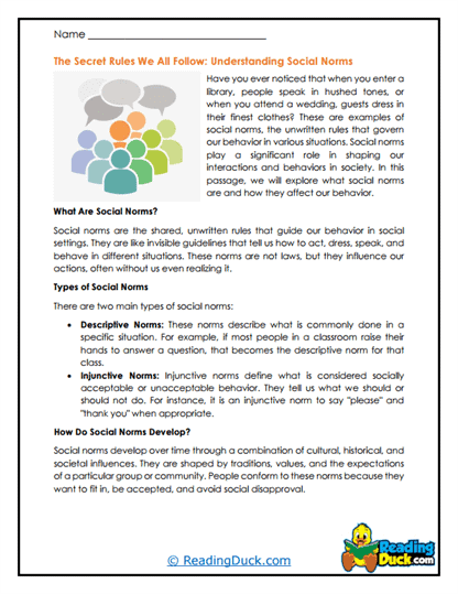 Norms Matter Worksheet