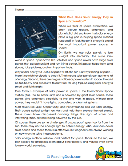 Space Sunshine Worksheet