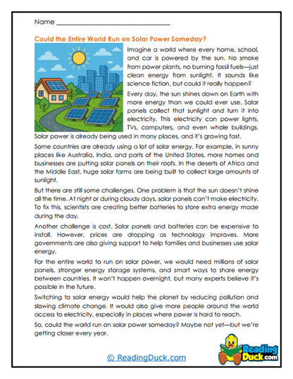 Solar Future Worksheet
