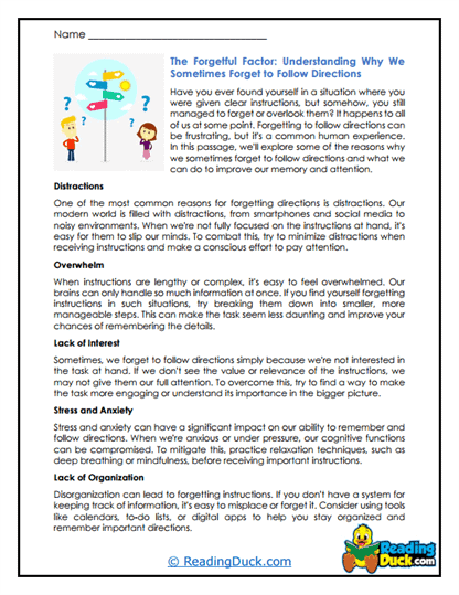 Forgetful Factors Worksheet