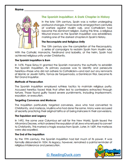 Spanish Inquisition Worksheet