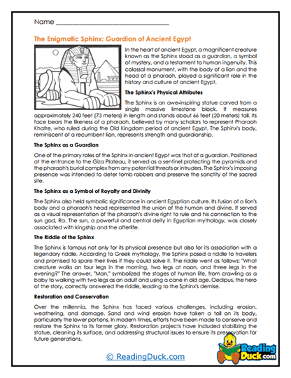 Sphinx Secrets Worksheet