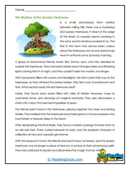 Spooky Treehouse Mystery Worksheet