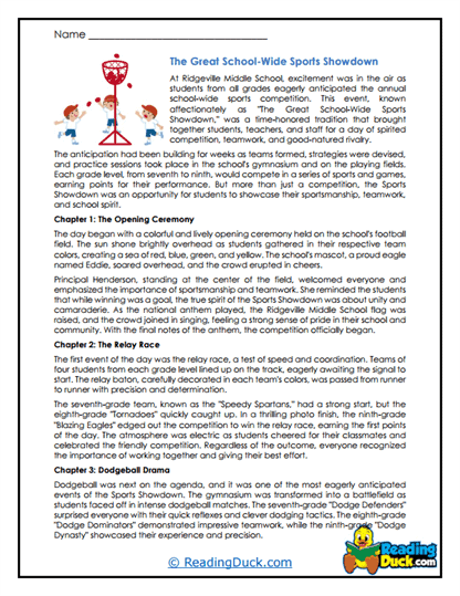 Sports Showdown Worksheet