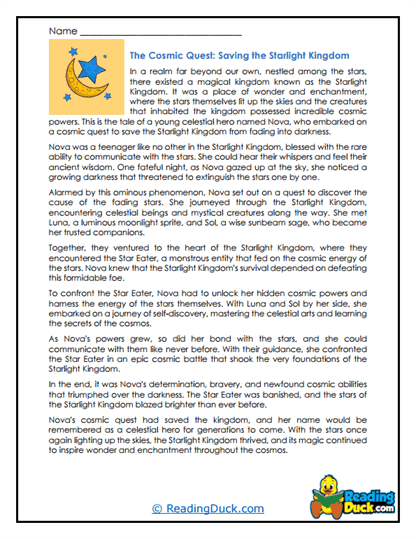 Starlight Kingdom Worksheet