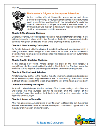 Steampunk Enigma Worksheet