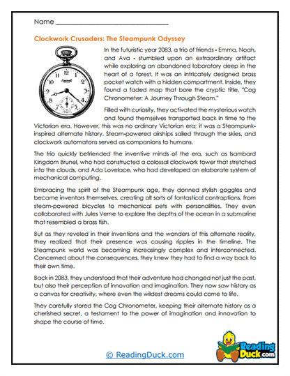 Steampunk Adventures Worksheet