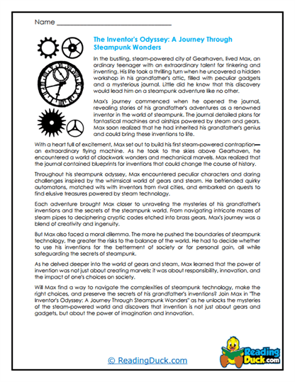 Steampunk Odyssey Worksheet