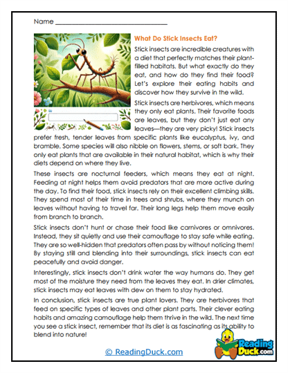 Quiet Grazers Worksheet