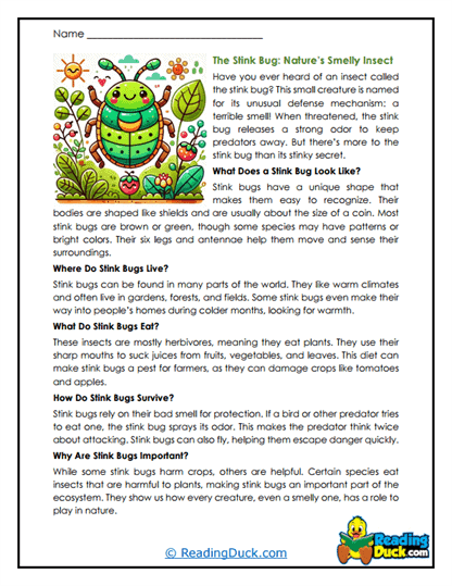 Smelly Defenders Worksheet