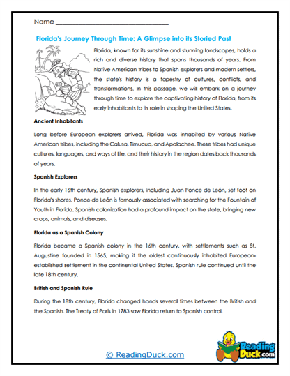 Timeless Florida Worksheet