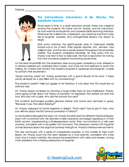 Wacky Teacher Worksheet