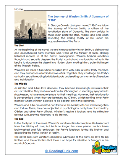 Winston's Journey Worksheet