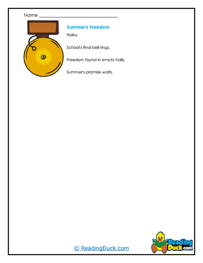 Summer's Freedom Worksheet