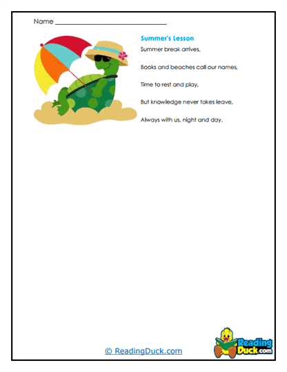 Summer's Lesson Worksheet