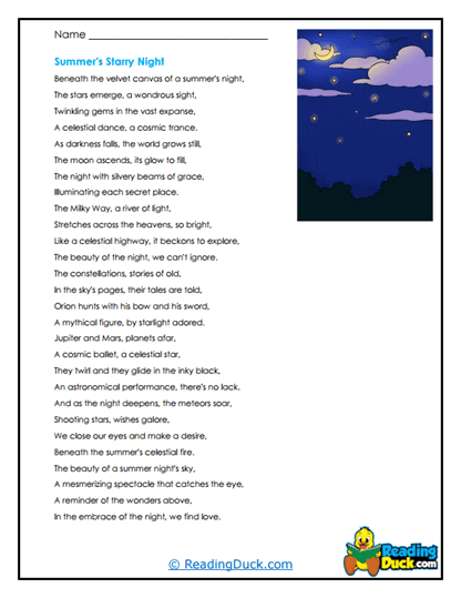 Starry Sky Worksheet