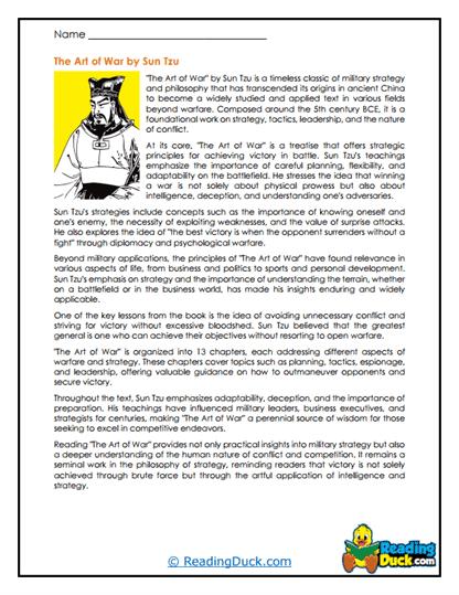 Sun Tzu's Wisdom Worksheet