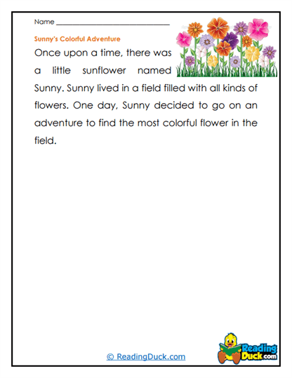 Sunny's Adventure Worksheet